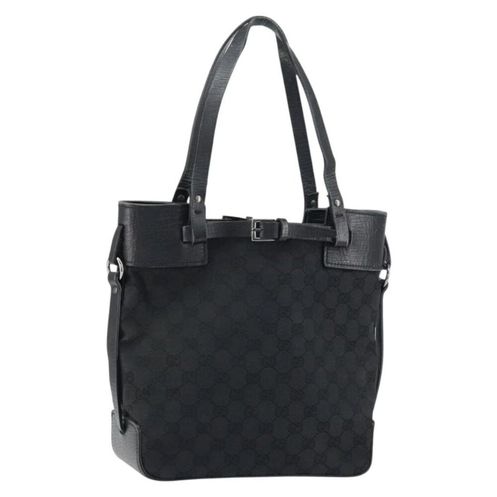 GUCCI GG Canvas Tote Bag Black Silver 107757 Auth 156922 - Picture 2 of 16